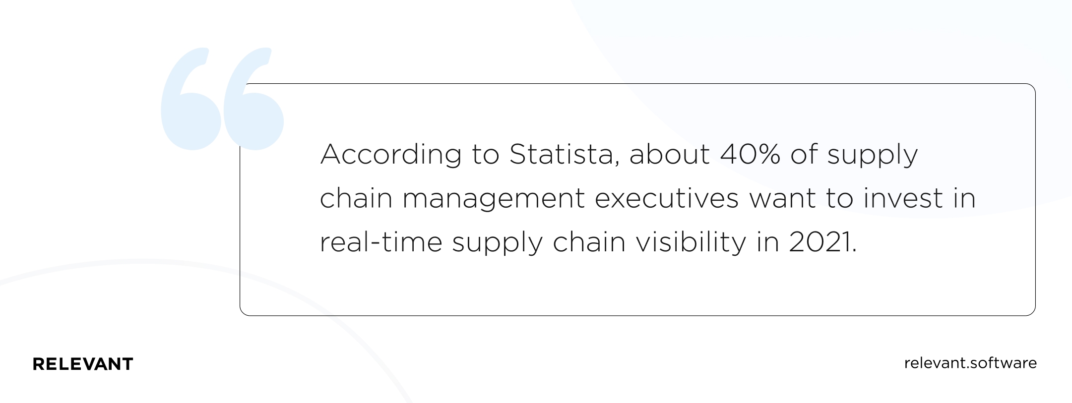 According to Statista, about 40% of supply chain management executives want to invest in real-time supply chain visibility in 2021.
