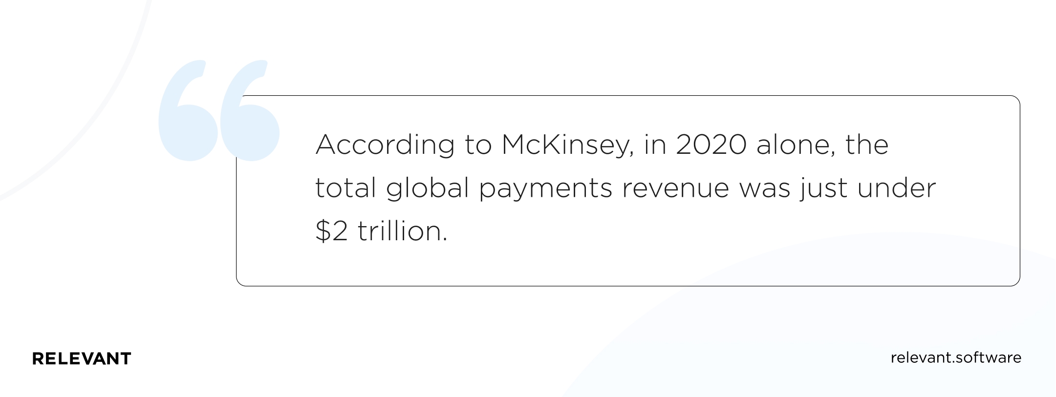 According to McKinsey, in 2020 alone, the total global payments revenue was just under 